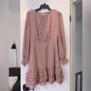 Blush long sleeve dress.